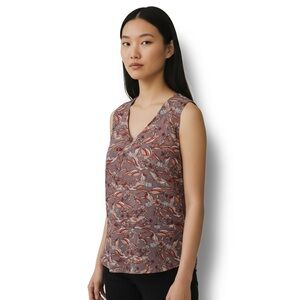 Cabi Women’s V-Neck Tank Top 3611 Good Luck Blouse Crane Lightweight Chiffon M